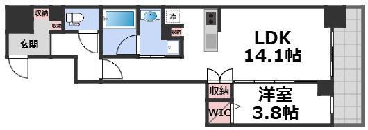 PARK LANE KUJO(1LDK/11階)の間取り写真