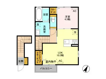 カーサドルチェ(1LDK/2階)の間取り写真