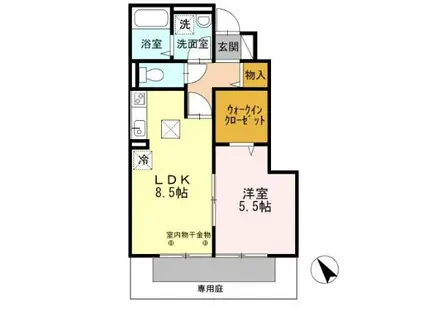 泰山木苑 A棟(1LDK/1階)の間取り写真