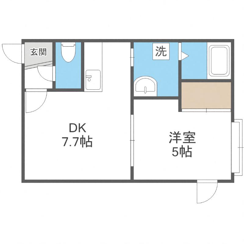 シングルコート水車町(1DK/3階)の間取り写真