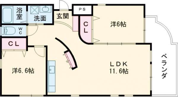 ウォールデンヒルズ(2LDK/1階)の間取り写真