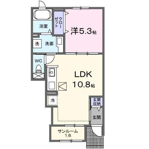 ベル リュミエール(1LDK/1階)の間取り写真