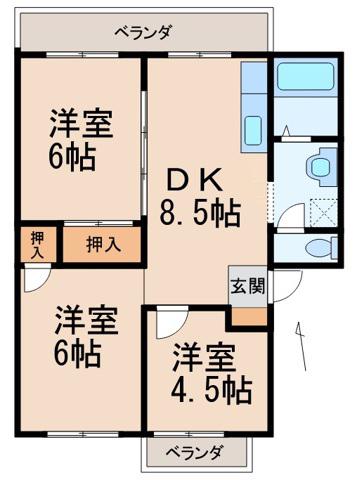 松長マンション弐番館(3DK/2階)の間取り写真