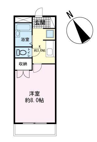 カーサU(1K/1階)の間取り写真