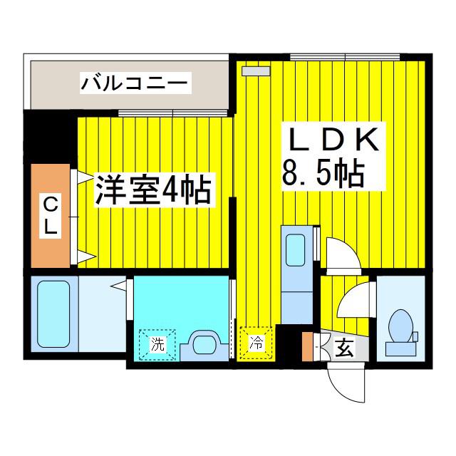 レジデンスタワー札幌(1LDK/3階)の間取り写真