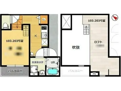 インフィニティ原町(1K/1階)の間取り写真