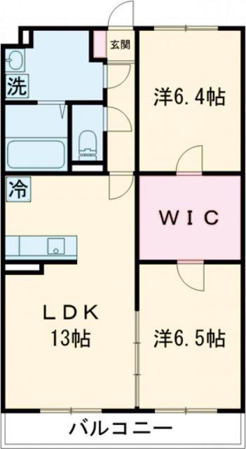 グランヴィータB棟(2LDK/3階)の間取り写真