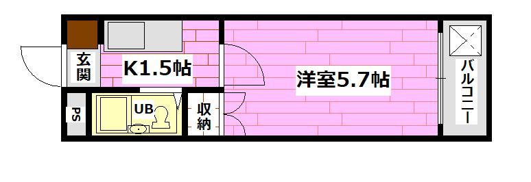 Sビル海田(1K/3階)の間取り写真