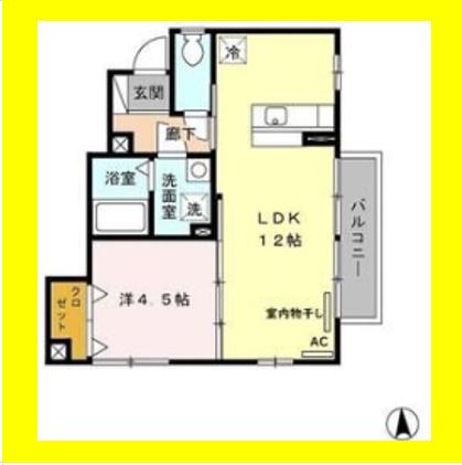 アムール丸子(1LDK/1階)の間取り写真