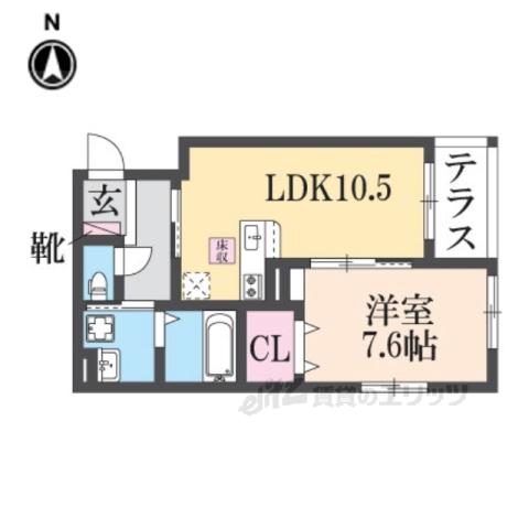 シャルマン唐橋南Ⅱ(1LDK/1階)の間取り写真