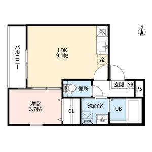 アザール(1LDK/2階)の間取り写真