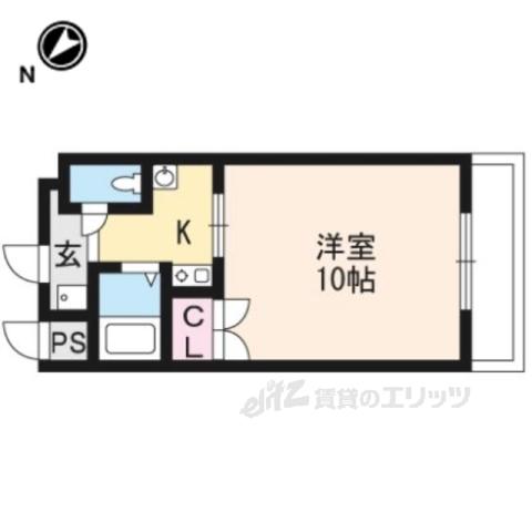 太陽ハイツ南草津3(1K/4階)の間取り写真