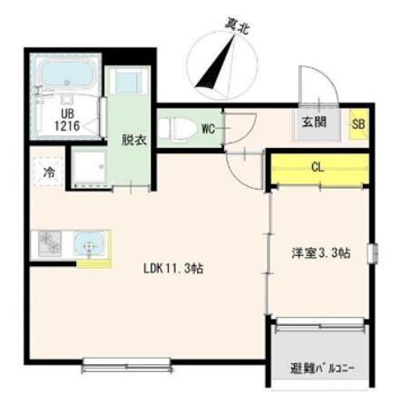 DIIRA下新庄(1LDK/2階)の間取り写真
