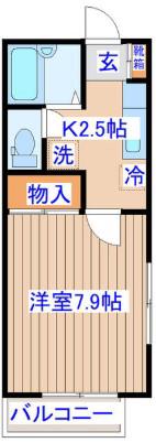 みのりハイツ(1K/2階)の間取り写真