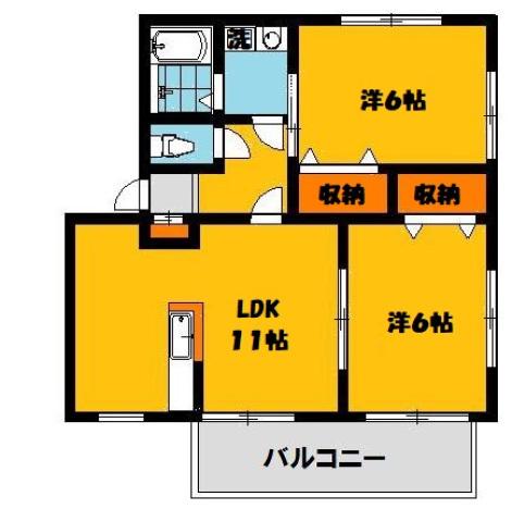 ソレジオ西川田(2LDK/2階)の間取り写真