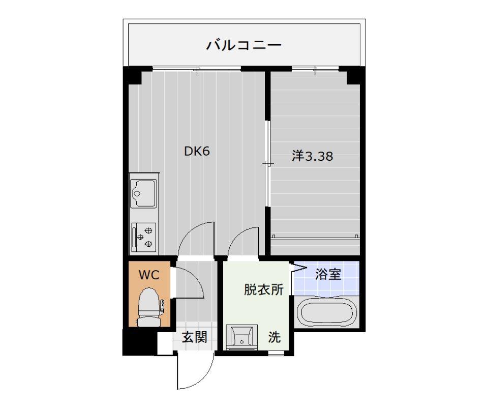 コンフォールS(1DK/2階)の間取り写真