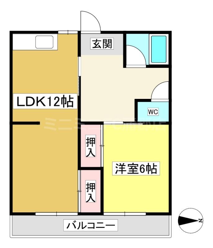 サンハイツ(1LDK/2階)の間取り写真