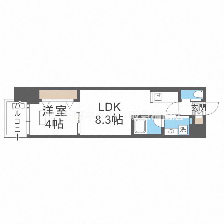 コンフォリア西天満(1LDK/8階)の間取り写真