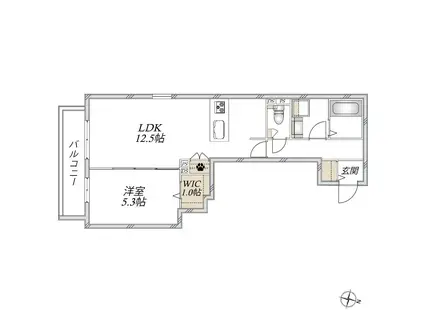 浦和区仲町2丁目メゾン(1LDK/4階)の間取り写真
