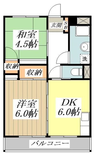 ビレッジハウス向台タワー1号棟(2DK/7階)の間取り写真