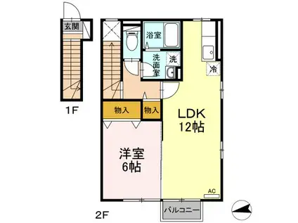 グランモア手形201(1LDK/2階)の間取り写真