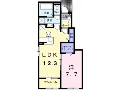 カーサ ヴィオーラ I(1LDK/1階)の間取り写真