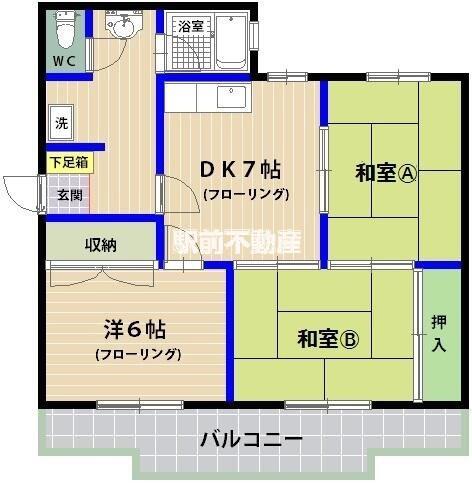 タワーズ唐原(3DK/3階)の間取り写真
