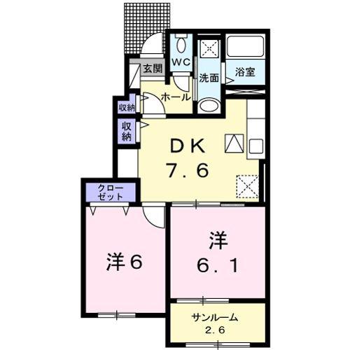 ボヌール シャトレー I(2DK/1階)の間取り写真
