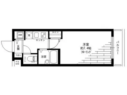 ジェノヴィアヒルズ西馬込ロッソ(1K/1階)の間取り写真