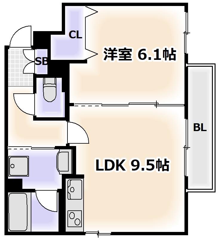 カーサ松崎町(1LDK/1階)の間取り写真
