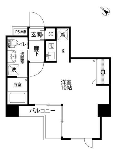 エクシム門前仲町(ワンルーム/2階)の間取り写真