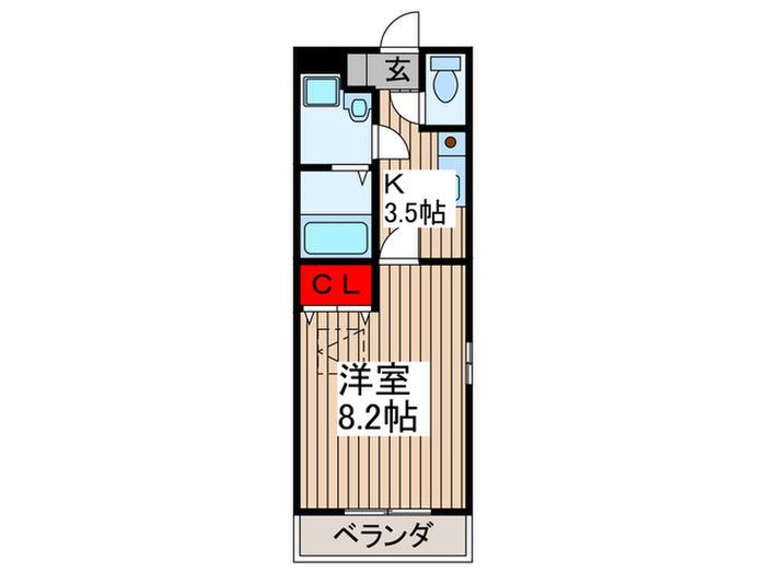 メープルハイム(1K/2階)の間取り写真