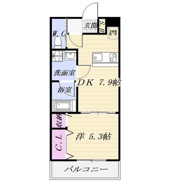 FAMILY STAGE 志賀本通(1DK/2階)の間取り写真