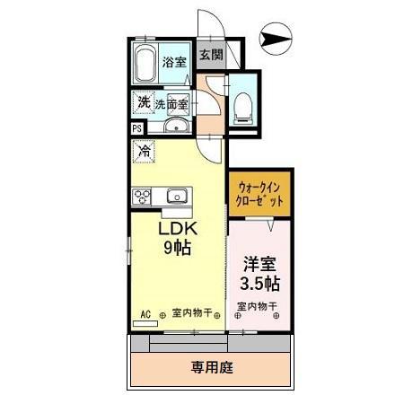 リアンカーサ(1LDK/1階)の間取り写真