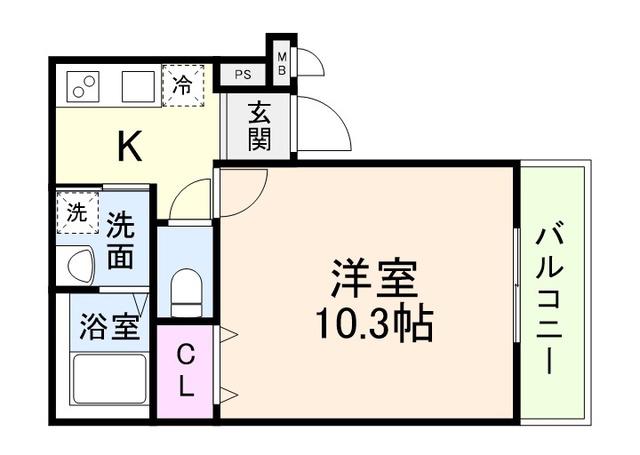 フジパレス西加賀屋ノース(1K/3階)の間取り写真