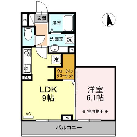 A-ROOM寒河江(1LDK/3階)の間取り写真