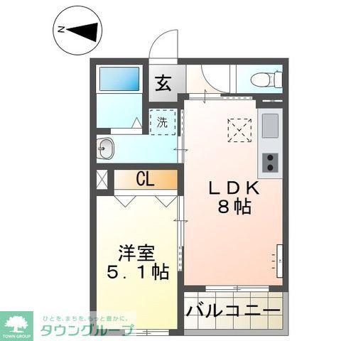 アウローラ本郷町(1LDK/2階)の間取り写真