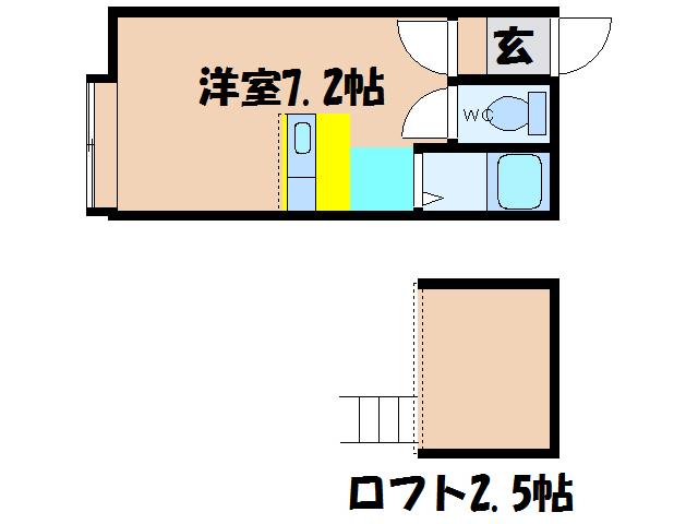 テラハウス万代(ワンルーム/3階)の間取り写真