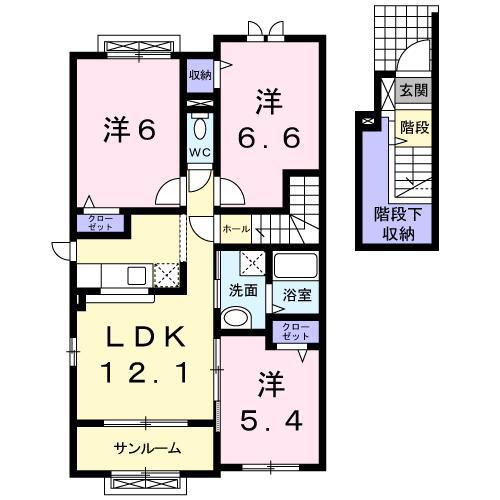 NY・ウエダ(3LDK/2階)の間取り写真