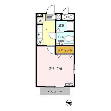 WATOLE院内(1K/1階)の間取り写真