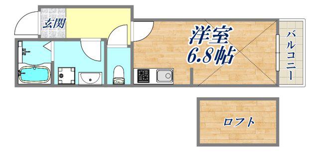 CASADIA南塚口(ワンルーム/2階)の間取り写真