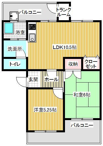 馬場ビル(2LDK/3階)の間取り写真