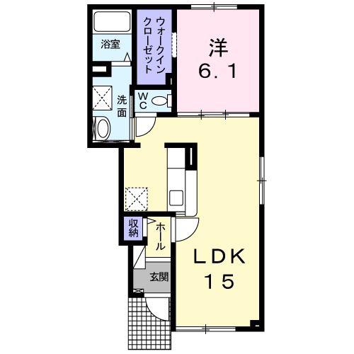 ヴィーヴル(1LDK/1階)の間取り写真