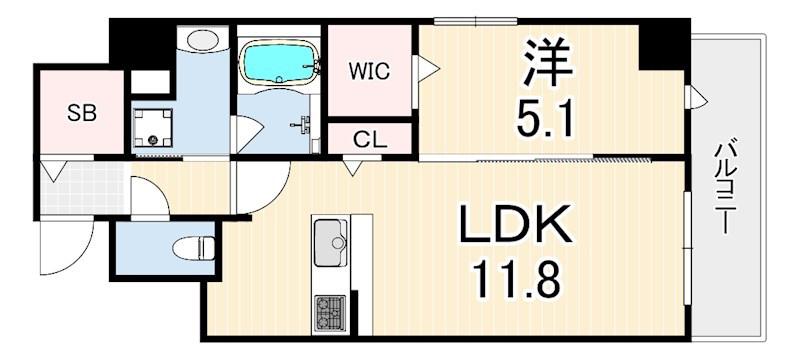 トリアノン塚口(1LDK/3階)の間取り写真