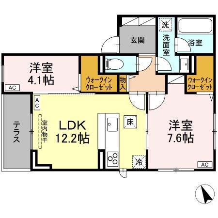 CASA DE MANA 吉祥寺(2LDK/1階)の間取り写真