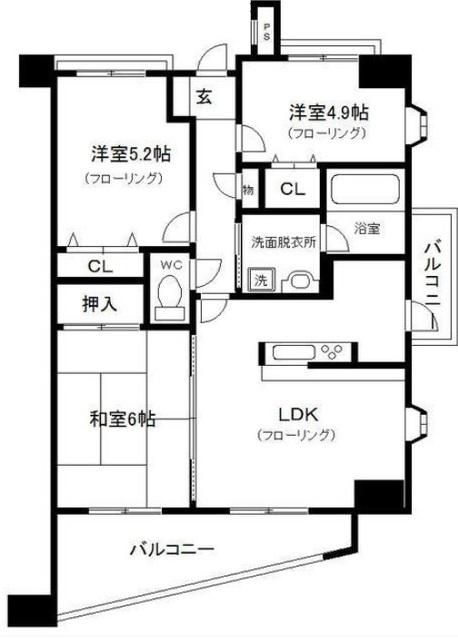 ライオンズプラザ日野駅前(3LDK/5階)の間取り写真