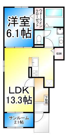 ルシエール(1LDK/1階)の間取り写真