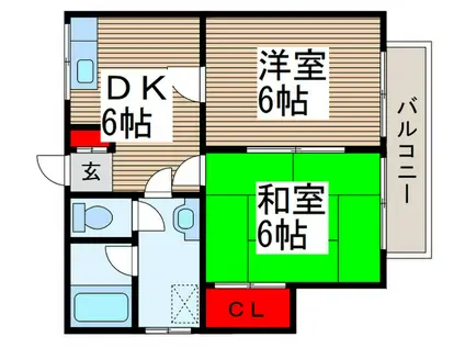 サニーハイツ比留間II(2DK/2階)の間取り写真