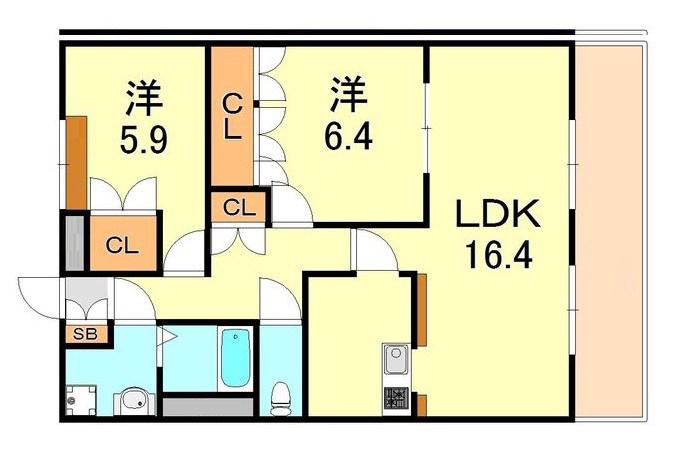サンフラッシュ(2LDK/1階)の間取り写真