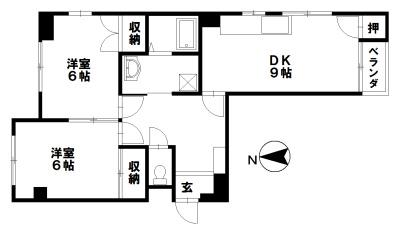 OASIS GARDEN(2DK/2階)の間取り写真